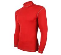 PowerLayer Men's Compression Base Layer Top Long Sleeve Under Shirt - Mock Neck - Red, M