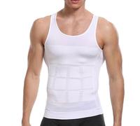 Men's Compression Shirt, Slimming Body Shaper for Men, Waist Trainer Tight Vest, Tummy Control Body Shaper Tank Top, Men Compression Vest (UK, Alpha, XL, Regular, Regular, Standard, White)