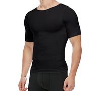 Men's Compression Shirt Undershirt Slimming Tank Top Workout Vest Abs Abdomen Slim Body Shaper, Black, XXL