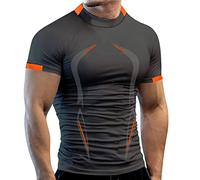 Men's Compression Shirts Short Sleeve Workout T-Shirt Summer Quick Dry Undershirts Baselayer Sports Shirt Gym Running Tops(Dark Gray,3X-Large)
