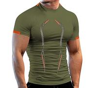 Men's Compression Shirts Short Sleeve Workout T-Shirt Summer Quick Dry Undershirts Baselayer Sports Shirt Gym Running Tops(Green,3X-Large)