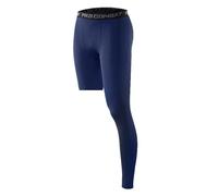 Mens Compression Single Legging Tights Men's 1/2 one Leg Single Running Leggings Full Length Tight for Basketball Long Pant Workout Breathable Base Layer Sports Pants Underwear Gym Trousers Blue