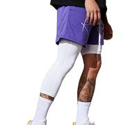Men's Compression Sport Pants Single Leg 3/4 Base Layer Basketball Leggings Athletic One Leg Capri Tights Running, White-right, XXL