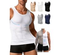 Men's Compression Tank Top - Chest Slimming Undershirt for Upper Body Shaping, Fitted Gym Vest with Muscle Support, Seamless Tight Shapewear for Posture(S, White)