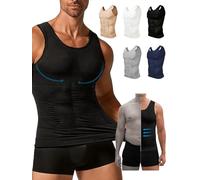 Men's Compression Tank Top - Chest Slimming Undershirt for Upper Body Shaping, Fitted Gym Vest with Muscle Support, Seamless Tight Shapewear for Posture(S, Black)