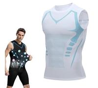 Men's Compression Vest Short Sleeve - Cool Dry Workout Shirts, Vitaboost Baselayer Tops for Gym & Running, Moisture Wicking Activewear (UK, Alpha, XXL, Regular, Regular, White)