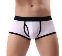 Mens Contrast Trim Boxer Briefs, Low Rise Colorful Trunks, Breathable Stretch Fit Boxer Shorts, Comfortable Men's Briefs, Stylish Athletic Look - Perfect for Casual and Sporty Style