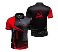 Men's Contrasting Colors 3D Polo Shirts Half Sleeve for C.C.C.P Active Short Sleeved Printing Underwear Lightweight Tee Top Clothes Collared T-Shirts-HongS||l