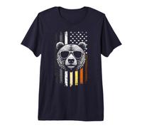 Mens Cool Bear Pride American Flag Gay Men LGBT Retro Premium T-Shirt