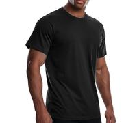 Men's Cooling Workout Shirts Bamboo Viscose Anti Odor Moisture Wicking Athletic Short Sleeve Lightweight Loose Gym Tee, Black, Large