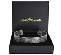 Mens Copper Magnetic Bracelet Viking Copper Bangle Pewter Plated 6 Neodymium Magnets Adjustable - Viking Design-VGP (L: Wrist 19.5-22cm/7.7-8.6”)