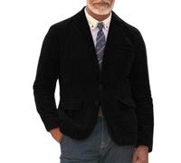 Men's Corduroy Blazer - Vintage Slim Fit Casual Suit Jacket - Soft Comfortable Retro Office Coat for Men - Lightweight Single-Breasted Everyday Blazer - Classic Business Casual Jacket Black
