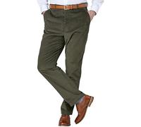 Mens Corduroy Cord Formal Trouser, Smart Cotton Business Executive Office Formal Trousers, Casual Classic Straight Leg Flat Front Work Bottom Pants with Pockets Size 30-50 30-50, Olive-42W / 27L