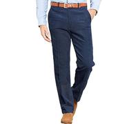 Mens Corduroy Cord Formal Trousers, Smart Cotton Business Executive Office Trouser, Casual Classic Straight Leg Flat Front Work Bottom Pants with Pockets Size 30-50, Navy Blue-42W / 27L