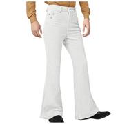 Mens Corduroy Flared Trousers Men's Vintage Classic 1960s Bell Bottoms Flared Trouser Stretch Fit Hippie Retro 70s Outfits Casual Trousers Disco Fancy Flare Cords Pants Bootcut Everyday Casual Wear