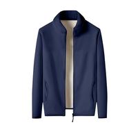 Mens Corduroy Jacket Fleece Sherpa Lined Jackets Full-Zip Casual Lapel Collar Winter Warm Coat Thermal Plush Coats Plain Zip Up Cardigans with Pockets Long Sleeve Outwear Fluffy Jacket