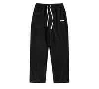 Men's Corduroy Jogger Pants Loose Fit Straight Leg Elasticated Cuffed Yoga Pants Relax Fit Drawstring Gym Running Sweatpants Activewear Trousers Casual Baggy Cords Trousers Black