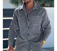 Men's Corduroy Long Sleeve Shirt Solid Lapel Pocket | Soft corduroy texture, solid lapel design, chest pocket detail, fashion casual style, for versatile daily wear
