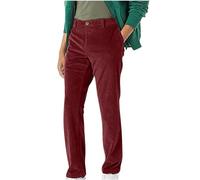 Men's Corduroy Pants Trousers Micro-Stretch Loose Solid Color Button Zipper Straight Linen Pants Relaxed Fit Straight Legs Loose Pockets Loose Lightweight Elasticated Waist Autumn Winter UK Wine