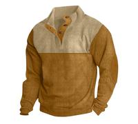 Mens Corduroy Shirt Jacket,Corduroy Jumper for Men UK 2026 Button Up V Neck Henley Sweatshirts Mock Neck Pullover Sweat Tops Long Sleeve Winter Sweaters Jumpers with Elbow Patches