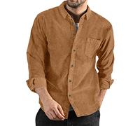 Men's Corduroy Shirt Long Sleeve Summer Jackets Button Down Lightweight Jacket for Flap Pockets Stylish Casual Overshirt Long Sleeve Utility Work Shirt Casual Shirts for Men Adult Brown
