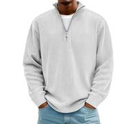 Mens Corduroy Tops 1/4 Zipper Long Sleeve Pullover Ribbed Stand Collar Sweatshirt Casual Comfy Top Work Office Business s Oversized Lightweight Vintage Shirt Streetwear UK 8 10 12 14 16 18 20 22