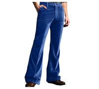 Men's Corduroy Trousers 70s Bootcut Flared Trousers Vintage Wide Leg Carnival Disco Trouser Flare Pants Stretch Hippie Retro Bell Bottom Classic Jeans（B Blue，L）
