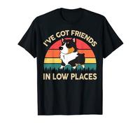 Mens Corgi I've Got Friends In Low Place Tri Colored Corgi Dad T-Shirt