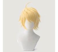 Men's Cosplay Wig for Arthur Pendragon Golden Anime Christmas Halloween Costume Short Wigs with Bangs