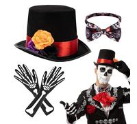 Men's Costume Accessories For Halloween Cosplay, Halloween Costumes Cosplay Party | Rose Design Costumes For Men, Hats For Men, Adult Day Of The Dead