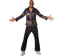 Mens Costume Disco Night King 70s 80s Hippie Flares Groovy Fancy Dress Carnival
