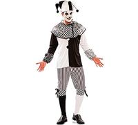 Men's Costume Harlequin Piper Black White Clown Pierrot Disguise Carnival (M/L)