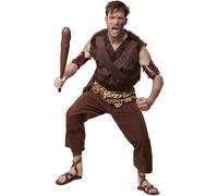 Mens Costume Stone Age Clan Chief Long Top Spots Cave Party Carnival Halloween