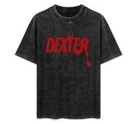 Men's Cotton Acid Washed T-Shirts Dexter Morgan Serie Tv Hand Wash Recommended L Black