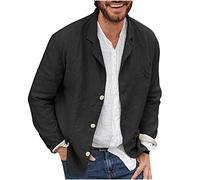 Men's Cotton and Linen Casual Blazer Three Buttons Solid Color Loose Suit Jacket Sport Coat Regular Fit Lightweight Stylish Blazers Jackets UK Size S-3XL
