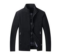 Mens Cotton Canvas Jacket Washed Military Stand Collar Cargo Coat Casual Lightweight Field Windbreaker Jackets (Black,4XL)