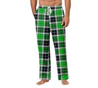 Mens Cotton Check Pyjama Bottoms Plaid Print Elastic Waist Loose Wide Leg Casual Pjs Pants Cozy Adjustable Drawstring Pj Pants Bottoms Loungewear Soft Comfy Trousers Men Quick Dry Nightwear Pocket
