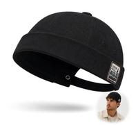 Men's Cotton Docker Hat, Brimless Skull Cap, Rolled Cuff Beanie | Breathable sailor-style cap with eyelets, adjustable strap and foldable shape for daily wear, travel and outdoor use