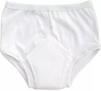 Men's Cotton Incontinence Y Fronts with Washable Pad, 100% Cotton, Made in Britain - Black & White, Sizes: S-3XL (White, XL)