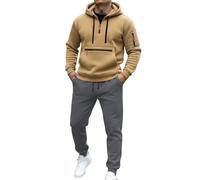 Men's Cotton Jogging Suit, Hooded Tracksuit, Full Zip Jacket with Multiple Pockets and Matching Jogging Bottoms for Sporty Leisure