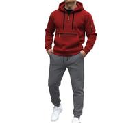 Men's Cotton Jogging Suit, Hooded Tracksuit, Full Zip Jacket with Multiple Pockets and Matching Jogging Bottoms for Sporty Leisure