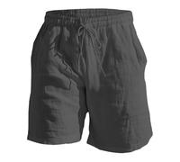 Men's Cotton Linen Casual Jogging Sports Loose Breathable Lightweight Shorts Seaside Beach Walking Summer Holiday Shorts with Elasticated Waist Grey