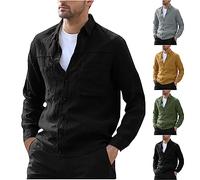 Men's Cotton Linen Dress Shirts UK Sale Clearance,Man Button Down Long Sleeve Shirt Two Pockets Blouse Regular Fit Tops Casual Solid Color Shirts Casual Plain Wedding Top Breathable Basic Tees