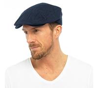 Mens Cotton Linen Fabric Flat Cap Hat Lined Summer Sun Peak Washable Navy M/L
