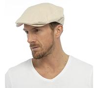 Mens Cotton Linen Fabric Flat Cap Hat Lined Summer Sun Peak Washable Stone M/L