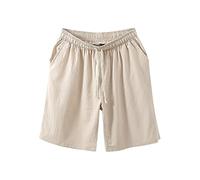 Mens Cotton Linen Five Piece Pants Casual Solid Color Loose Youth Japanese Retro Breathable Shorts Men Shorts Red, khaki, XXXXXXXL