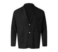 Men's Cotton Linen Regular Fit Shawl Collar Suit Jacket 2 Button Jacket for Wedding Soft Summer Jacket Men's Casual Linen Jacket Blazer Sweat Jacket Lightweight Sports Coats, black, XXXL