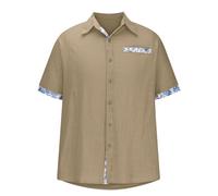 Men's Cotton Linen Short Sleeve Shirts UK Sale Clearance Floral/Plaid Printed Patchwork Button Down Hawaiian Shirts Summer Vacation Beach Shirts Lightweight Regular Fit Casual Tops