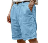 Mens Cotton Linen Shorts Multi Pockets Casual Comfy Straight Leg Short Trousers Summer Button Fly Beach Shorts Trendy Lightweight Streetwear Man Clothes