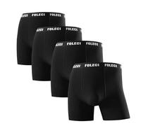 Men's Cotton Long Leg Boxer Briefs, Extended Length Underwear Trunks, Breathable Anti Chafing Comfort, 4 Pack, No Itchy Labels Underpants (big size XL-8XL) (UK, Alpha, 5XL, Regular, Regular, Black)